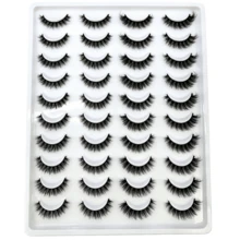 20 Pairs Cross Fluffy Faux Mink False Eyelashes, Natural Long Extension False Eyelashes, Handmade Curled 3D False Eyelashes, D-Curl Faux False Eyelashes For Makeup, Mixed Style False Eyelashes - Black - View 7
