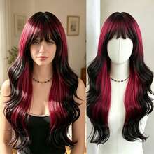 28 Inch Women's Cosplay Wig With Bangs - Black And White Ombre, Long And Loose Curly Hair, Heat Resistant Synthetic Fiber Wig, Easy To Style, Suitable For Cosplay, Party, And Daily Wear, Halloween - Multicolor - View 14