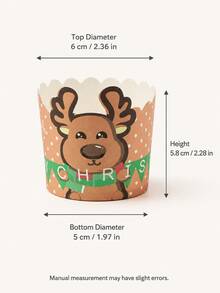 30pcs/50pcs Reusable Christmas Reindeer Cupcake Liners, Cute Holiday Cake Cup Decorations, Suitable For Baking, Dessert Table, Winter Party, Family Gathering, Holiday Event And Christmas Celebration - Multicolor - View 6