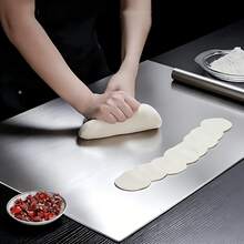 1pc Stainless Steel Cutting Board, Kitchen Essential - Large Stainless Steel Cutting Board With Lid And Non-Slip Pad, Suitable For Countertop, Used For Cutting Meat, Vegetables, Bread And Baking, Kitchen Accessory - Silver - View 3
