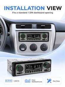 1 Din Car Radio Stereo Digital Bluetooth FM Audio Music USB/SD Card Input, With Dashboard AUX Input 12V MP3 Multimedia Player - A - View 4