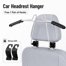 Car Retractable Clothes Hanger, Car Seat Hanging Rack, Includes 1 Pair Of Car Hooks - Black - View 9