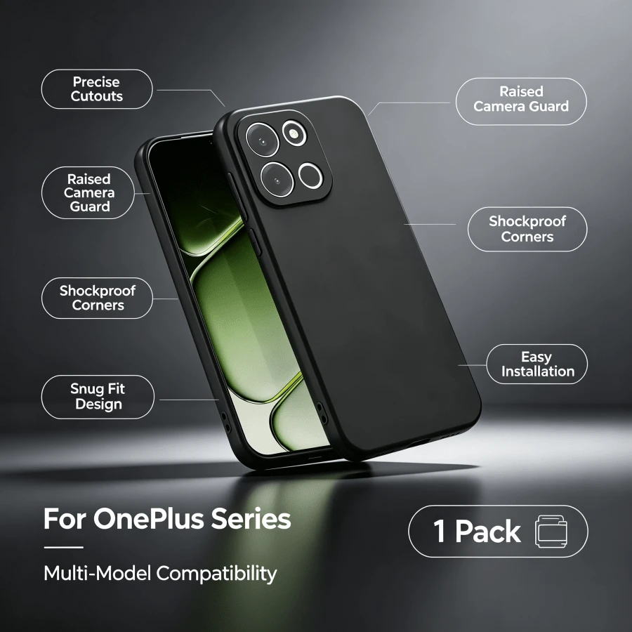 1pc:Black One Plus Nord 5 And Nothing Phone 2 Phone Cases, Suitable For One Plus Nord 5 And Nothing Phone 2. Simple Phone Cover, Fashionable Protective Case, Solid Color Phone Case, Black Phone Case, Anti-Drop Phone Case, - Black 1 - View 1
