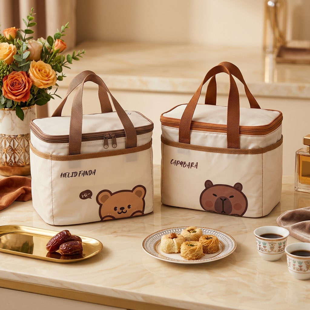 1pc Cute Capybara Pattern Lunch Bag, Portable Large Capacity Non-Woven Fabric Lunch Bag With Aluminum Foil Lining, Thermal Insulated Lunch Box Bag, Waterproof Dustproof Food Container Storage Bag, Cooler Bag For Student Adult Use In Camping, Picnic