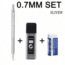 Mechanical Pencil Set, 0.5mm And 0.7mm Replaceable Drawing Pencils, Lead Box, Precision Writing Pencils, Suitable For School, Office, Home, Sketching And Painting (1 Pencil + 1 Box Of Lead + 1 Eraser) - Multiple Styles - View 3