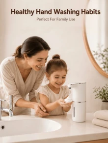 免觸式自動泡沫皂液器，USB充電式感應皂液器，快速出泡防漏，現代浴室廚房洗手台皂液器 - 查看 6
