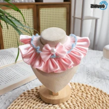 1pc Pet Peach Bobo Bandana Pet Bib Satin Bow Tie Pearl Princess Style Pet Accessory Ruffle Edge Cat Dog Universal - Multicolor - View 14