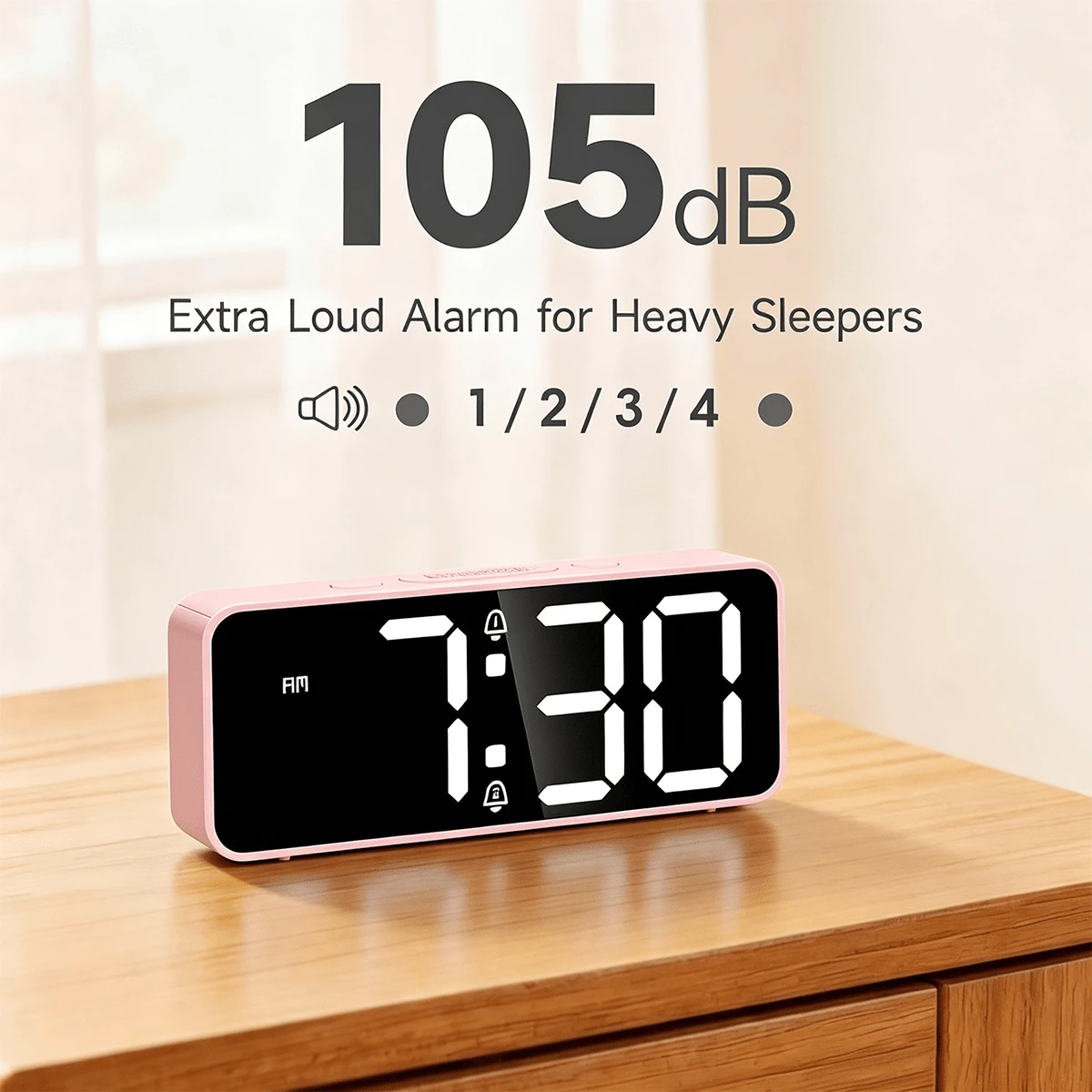 1pc LED Minimalist Alarm Clock, Student Clock, Temperature Display, USB Or Battery Powered (Battery Not Included) - View 1