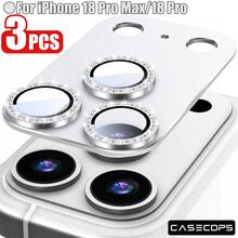 CASECOPS 銀灰色 3入裝超高清閃鑽裝甲鏡頭螢幕保護貼，適用 18 Pro Max/18 Pro，金屬表面搭配超薄鋼化玻璃，鑲嵌閃亮鑽石，9H 硬度，防刮、防油汙、防指紋、防塵，全覆蓋防護防止刮傷與衝擊，耐用保護貼，適合智慧型手機使用者與攝影愛好者 - 銀灰色-3片 - 查看 10