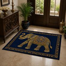 1pc Elephant Pattern Printed Faux Cashmere Kitchen Mat, Absorbent Kitchen Floor Mat, Kitchen Rug, Long Runner Mat, Sink Front Mat, Suitable For Kitchen, Bathroom, Entryway, Hallway, Laundry Room And Home Decor - Multicolor - View 1