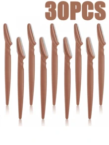 60/40/20pcs Brown Eyebrow Trimmer And Razor Set, Eyebrow Trimmer And Razor, Exfoliating And Hair Removal Tools, Body Hair Trimmer And Facial Set, Long Handle Blade With Precision Protective Cover, Cosmetics, Special Offer, Gift - Multicolor - View 16