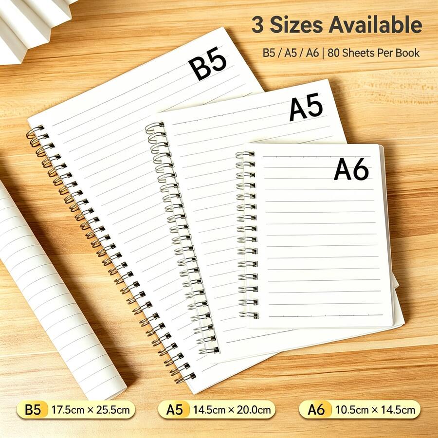 Spiral Bound Notebook, 8mm Ruled, 80 Sheets (160 Pages), A5 B5 A6 Pocket Diary, Office And School Supplies - 1 Pack - View 1