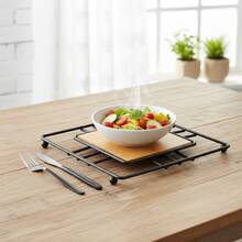 3 Pcs / 6 Pcs Iron‑Wood Spliced Heat‑Resistant Mats, Hollow Iron Frame For Heat Dissipation, Holds Hot Pots, Kettles And Cups, Suitable For Dining Tables, Kitchen Countertops For Placing Hot Pots, Kettles, Cups And Tableware - Multicolor - View 7
