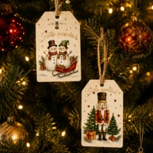 Custom Vintage Christmas Gift Tags With Text, Personalized Holiday Greeting Card Tags, Festive Nutcracker Christmas Hanging Decor, Customized Gift Labels, Customizable Present Tags, Christmas Party Decor, Holiday Gift Wrap Accent, Home Decor, Family - Style C - View 4
