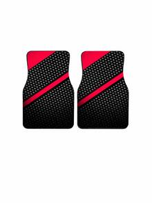 4pcs Universal Car Floor Mats Set, Black & Red Textured Non-Slip Car Floor Mats, Wear-Resistant & Easy To Clean Front And Rear Mats, Suitable For Sedan, SUV, Truck, All-Season Interior Protection Accessories - A - View 4