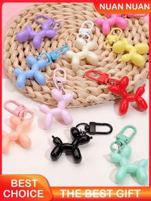 10pcs Cute Candy Color Balloon Dog Keychains, Dopamine Resin Dog Pendant, Lobster Clasp Key Ring, Cartoon Animal Charm. Suitable For Bags, Wallets, Pencil Cases, Car Keys, Perfect Gift For Friends, Family And Colleagues (Random Color). - A - View 6