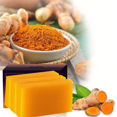 3 piezas de jabón artesanal de cúrcuma, crema de limón y jengibre, proceso en frío para rostro y manos, unisex para todo tipo de piel, ingredientes naturales, suministros para hacer jabón