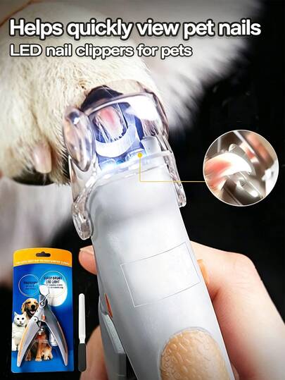 2pcs Dog Nail Clippers Grooming Tools, Cat Claw Trimmer With LED Light And Magnifier, Cat Dog Nail File, Nail Clipper Grooming Set, Nail Care Tools, Paw Trimming Grooming Tools, Suitable For Cat, Dog, Rabbit, Hamster Nail Trimming And Care