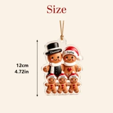 Custom Gingerbread Family Christmas Ornament, Personalized Tree Decor, Festive Holiday Style, Customized 3-8 Names Family Keepsake, Customizable Christmas Hanging Decoration, Family Name Ornament, Christmas Home Decor, Christmas Gift, 2D Flat - Style C - View 2