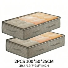 1pc/2pcs/3pcs Arrow Pattern Underbed Storage Bag - Foldable Non-Woven Fabric Closet Storage Box, Suitable For Blankets, Bedding | Space-Saving Design, No Space Occupied, Can Be Stored Underbed. Multiple Styles Available - Light Grey - View 14