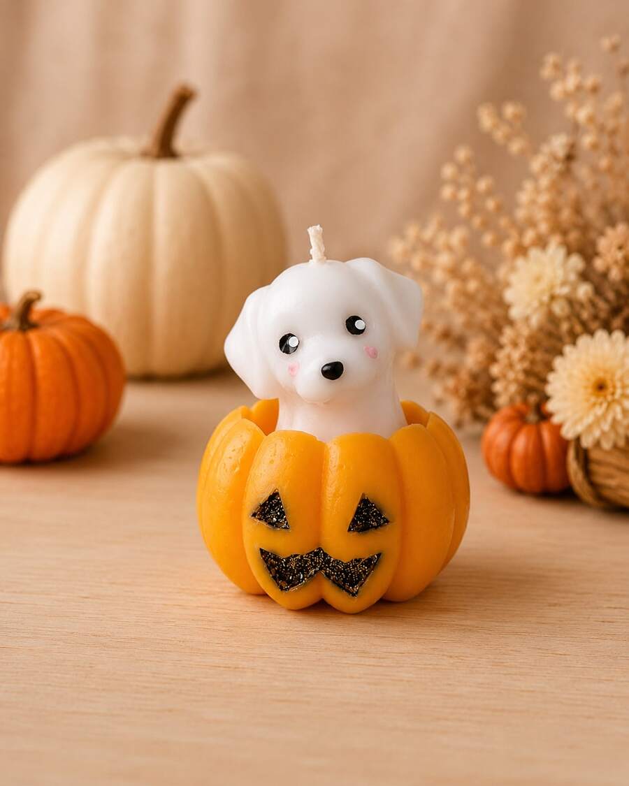 White Ghost Dog + Pumpkin - A - View 1