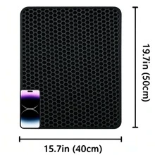 Double-Layer Waterproof & Urine-Proof Cat Litter Mat, Honeycomb Design For Easy Litter Collection, Suitable For Various Cat Litter, Litter Boxes And Enclosed Litter Boxes - Black - View 11