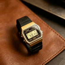 Casio Retro Square Classic Quartz Movement Unisex Watch - Gold - View 2
