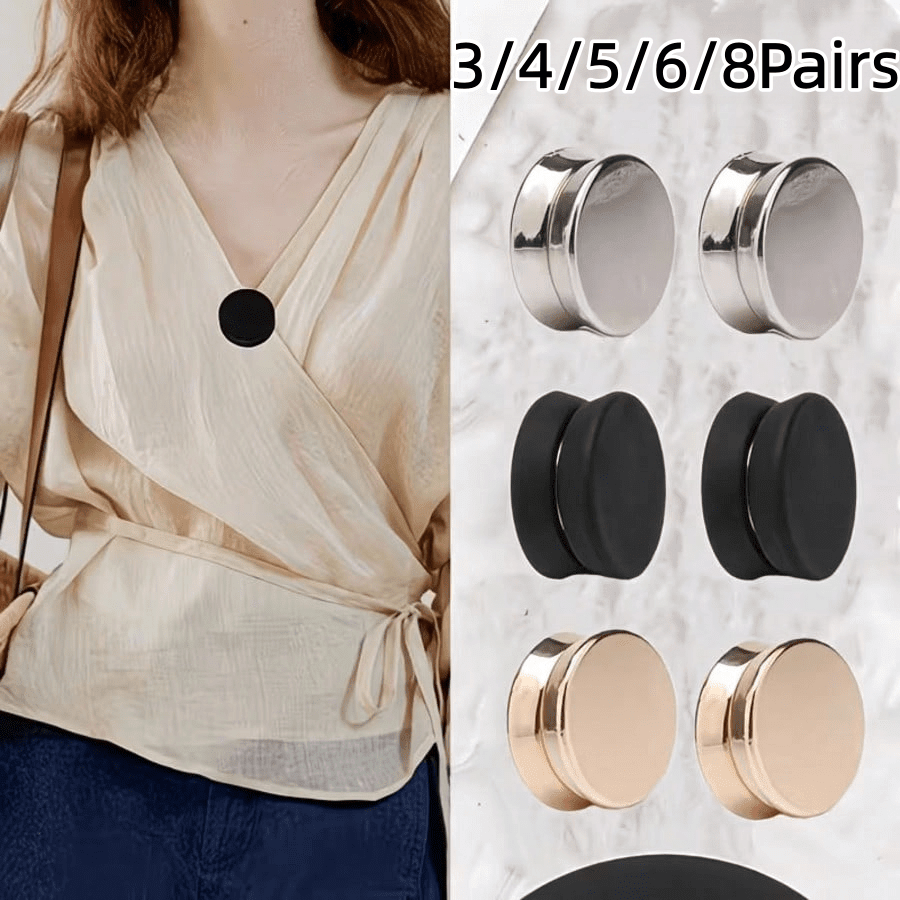 3/4/5/6/8 Paar modische flache Knöpfe mit Verschlussstich - mehrfarbige abnehmbare Magnetknöpfe, geeignet für Hemden, Kragen, Hosen, Manschetten, Schals, Kopftücher - dekorative Accessoires, Knopfset, Nähzubehör und -bedarf, Kleidungsknöpfe