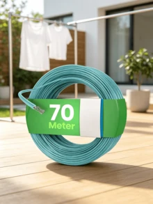 70m Steel-Core Clothesline, Turquoise, Durable Corrosion-Resistant Washing Line For Home, Garden, Balcony And Camping Outdoor - Turquoise - View 1