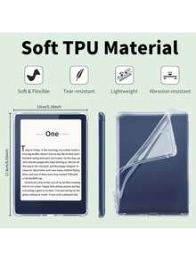 Solid Color Shockproof Basic Tablet Protective Case, Transparent Protective Case Suitable For Kindle (11th Gen-2024)(6 Inch)/ 7 Inch Kindle Paperwhite 12th Gen (2024)/ 6.8 Inch Kindle Paperwhite (11th Gen, 2021)/ 6 Inch Kindle (11th Gen, 2022)/ Colorsoft Signature Edition/Kindle 10th Gen 2018/Kindle 10th Gen 2019/Oasis 10th Gen, Anti-Drop Full Coverage Transparent Shell, Silicone Soft Shell - Clear - View 5