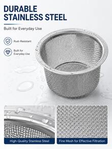 2pcs Stainless Steel Kitchen Sink Strainer Basket, Fine Mesh Drain Filter, Filters Food Residue And Debris, Rust-Proof Reusable, Easy To Clean, Suitable For Daily Use Kitchen Sink Filter - Multiple Styles - View 3
