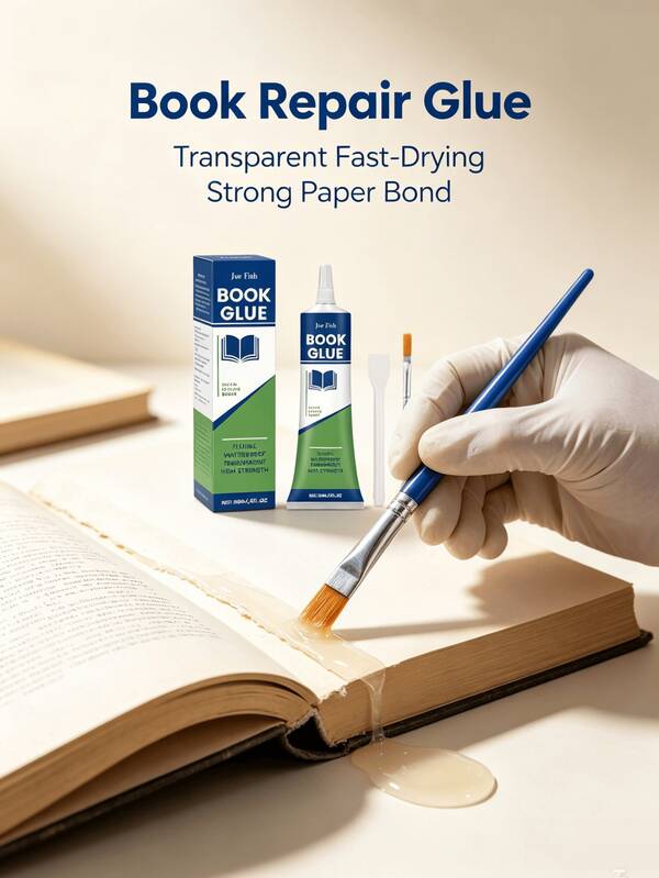 Book Repair Glue, Neutral Gentle Formula, Transparent Fast-Drying Adhesive For Books, Archives And Paper, Strong Adhesion And Non-Peeling, Meets Daily Book Repair Needs, Convenient And Quick, Practical Small Gift For Family And Friends On Holidays, Christmas And Halloween