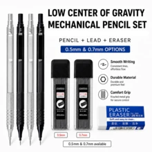 Mechanical Pencil Set, 0.5mm And 0.7mm Replaceable Drawing Pencils, Lead Box, Precision Writing Pencils, Suitable For School, Office, Home, Sketching And Painting (1 Pencil + 1 Box Of Lead + 1 Eraser) - Multiple Styles - View 2