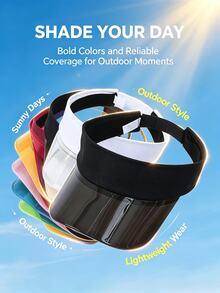 1pc All-Season New Transparent Wide Brim Sun Hat, Multi-Color Baseball Cap, Lightweight Breathable Outdoor Sports Commute Adjustable Solid Color Flat Top Hat - Multicolor - View 5