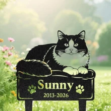 1pc Customized Cat Memorial Gift, Personalized Cat Memorial Keepsake, Metal Grave Marker, Cat Garden Decor, Condolence Gift, Pet Memorial Stake, Yard Decoration - Black - View 29