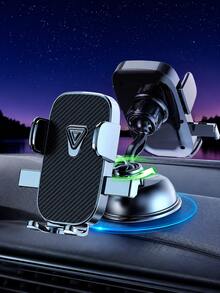 1pc Strong Suction Cup Car Phone Holder, 360° Rotatable Dashboard & Windshield Phone Mount, One-Hand Operation Mechanical Clip Navigation Bracket, Universal Smartphone Car Interior Accessory - A - View 4