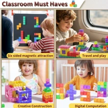 27pcs Transparent Colorful Magnetic Cubes, Children's Stacking Toy, Sensory Educational Toy, Free Building Toy, Magnetic Toy, With Portable Iron Box, Magnetic Puzzle Early Education Toy, Christmas Halloween Gift - Multicolor - View 9