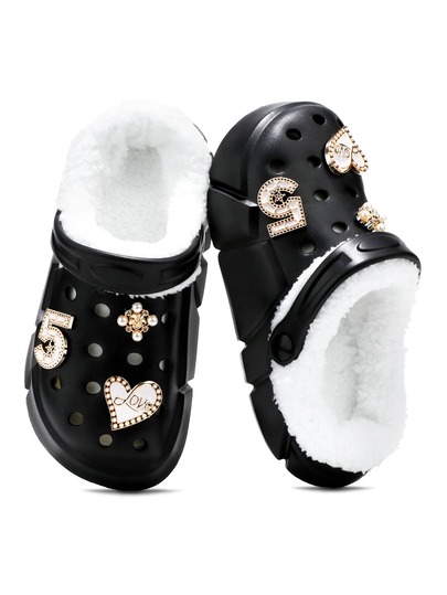 Sandal Hangat Musim Dingin untuk Anak Perempuan dengan Lapisan Termal, Sepatu Taman Remaja (Ukuran 30-37), Sandal Dalam Ruangan Anak-Anak dengan Lapisan Bulu Lembut, Dekorasi Bunga Retro Y2K dengan Nuansa yang Penuh