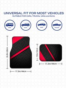 4pcs Universal Car Floor Mats Set, Black & Red Textured Non-Slip Car Floor Mats, Wear-Resistant & Easy To Clean Front And Rear Mats, Suitable For Sedan, SUV, Truck, All-Season Interior Protection Accessories - A - View 5