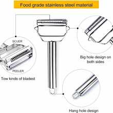 1pc Multi-Function Metal Vegetable Peeler, Dual Blade Design For Peeling, Slicing, Shredding, With Built-In Eye Remover To Easily Remove Potato Eyes. Sharp Blade For Smooth Cutting, Suitable For Cucumber, Carrot, Potato, Apple And Other Ingredients, Handle With Hanging Hole For Convenient Storage, Easy To Clean With Water, Practical Kitchen Tool For Home Cooking And Food Preparation - Multicolor - View 10
