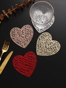6-24pcs Hollow Heart Heat-Insulated Coasters, Vintage Lace Style PVC Round Lace Edge Non-Slip Heat-Resistant Table Mats, Suitable For Christmas Afternoon Tea Home Party - Multicolor - View 6