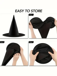 2/4pcs Halloween Indoor Decor Thick Floating Witch Hat, Hanging Witch Hat With Rope, Bulk Halloween Home Porch Office Outdoor Party Decorations - Multicolor - View 4