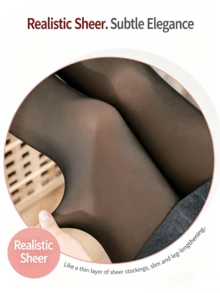 Women's Black Sheer Stirrup Tights, Slim Fit Thin Unlined High Elasticity Slim Fit Leggings, Nude Feel Base Layer For Daily Commute - Multicolor - View 3