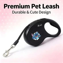 Disney's Stitch Automatic Retractable Pet Leash, Cute Design, 3 Meters Rope Length Dog Leash, Durable Pet Leash, Suitable For Pet Outings, Small And Medium Pet Travel, Outdoor Dog Walking. - Green - View 7