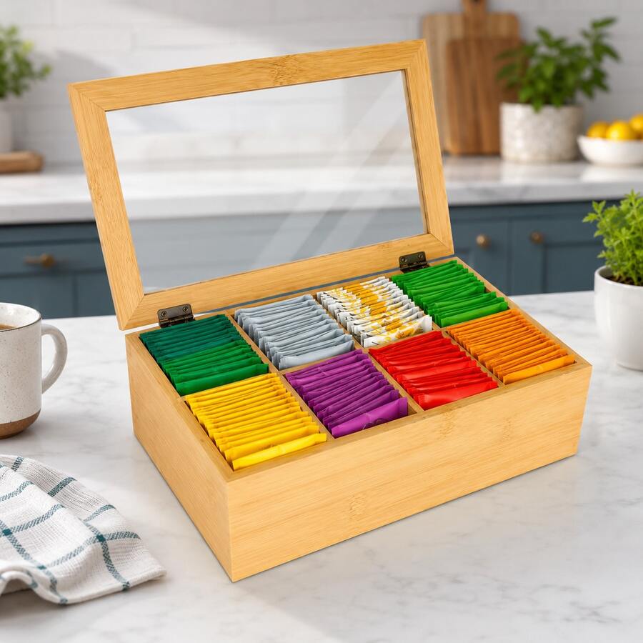 Vmingo Caja Organizador 8 Division Bolsas Te Cocina Clasificacion - Beis - Ver 1