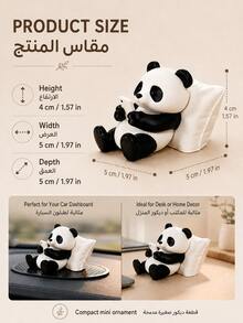 1pc Cute Panda Car Decoration Sculpture Ornament, Car Interior Decor - Multicolor - View 2