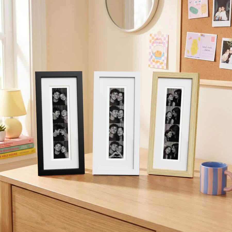 1pc Photo Booth Frame, 2x6 Inch And 2x8 Inch Photo Frame, Suitable For Dorm And Bedroom Decor, Panoramic Collage Photo Frame, Modern Minimalist Wall Hanging Frame, Suitable For Family Photos, Bedroom And Living Room Decor, Wall And Desktop Photo Frame Gift (Photos Not Included) - 1PC - View 1