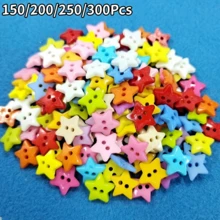150/200/250/300Pcs Mixed Color Mini Star Shaped Plastic Sewing Buttons, With 2 Holes, Suitable For Sewing Crafts DIY Handmade, Diameter 1.2cm/0.47in (Random Color) - Multicolor - View 10
