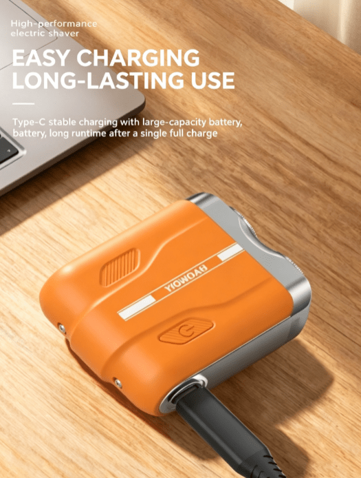 HYUNDAI Portable Mini Electric Shaver | Dual-Head Washable | Type-C Fast Charging Travel Hair Trimmer