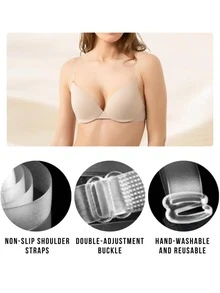 2 Pairs, Transparent Bra Straps With Widths Of 1.0 Cm, 1.2 Cm, 1.5 Cm, And 1.8 Cm Respectively - Clear - View 4